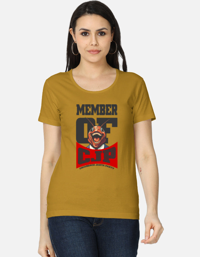 C-Labs Member of Cockroach Janatha Party Women's Classic T-Shirt Mustard Yellow Front_1_c_43_7c031144-fbad-4012-be00-3e30a49f87a6