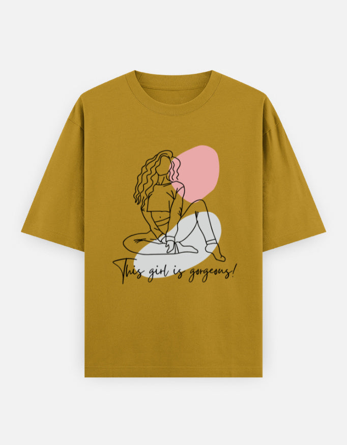 C-Labs This Girl Is Gorgeous Oversized Classic T-Shirt Mustard Yellow Front_1_c_43_8752021b-b5c4-40c4-9d44-2a98058aac7f