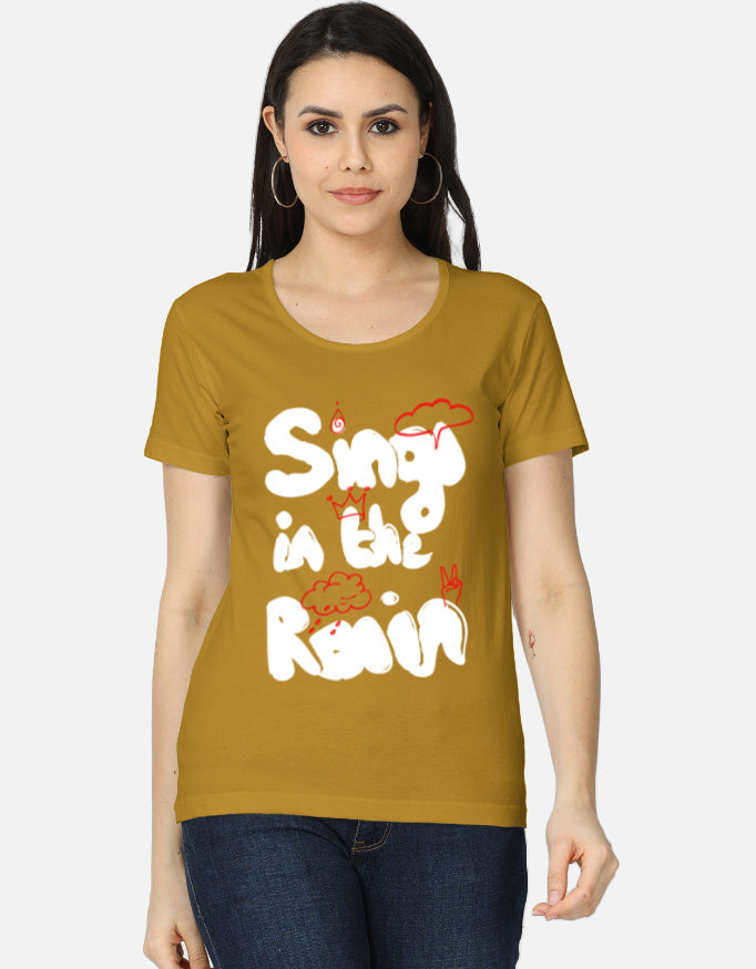 C-Labs Sing In The Rain Women's Classic T-Shirt Mustard Yellow Front_1_c_43_9a3d956d-11b1-4d93-a2f1-9474ea0a8abe