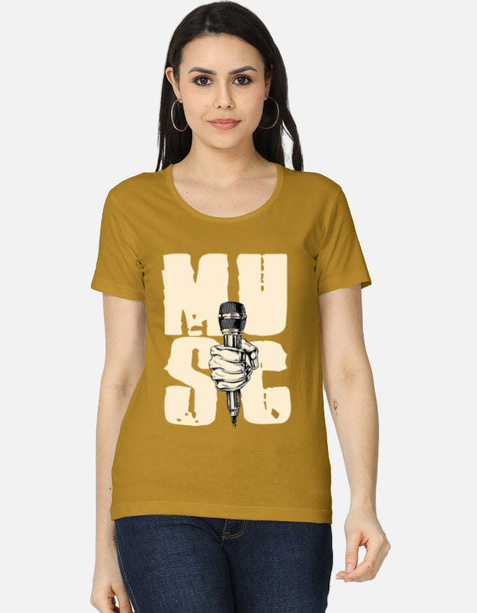 C-Labs Music Women's Classic T-Shirt Mustard Yellow Front_1_c_43_b334e640-d1e1-4d91-a532-16f28b977f10