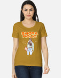 C-Labs Shopaholic Women's Classic T-Shirt Mustard Yellow Front_1_c_43_b70d33ae-5a4b-4f6f-a52c-62f2adb24110