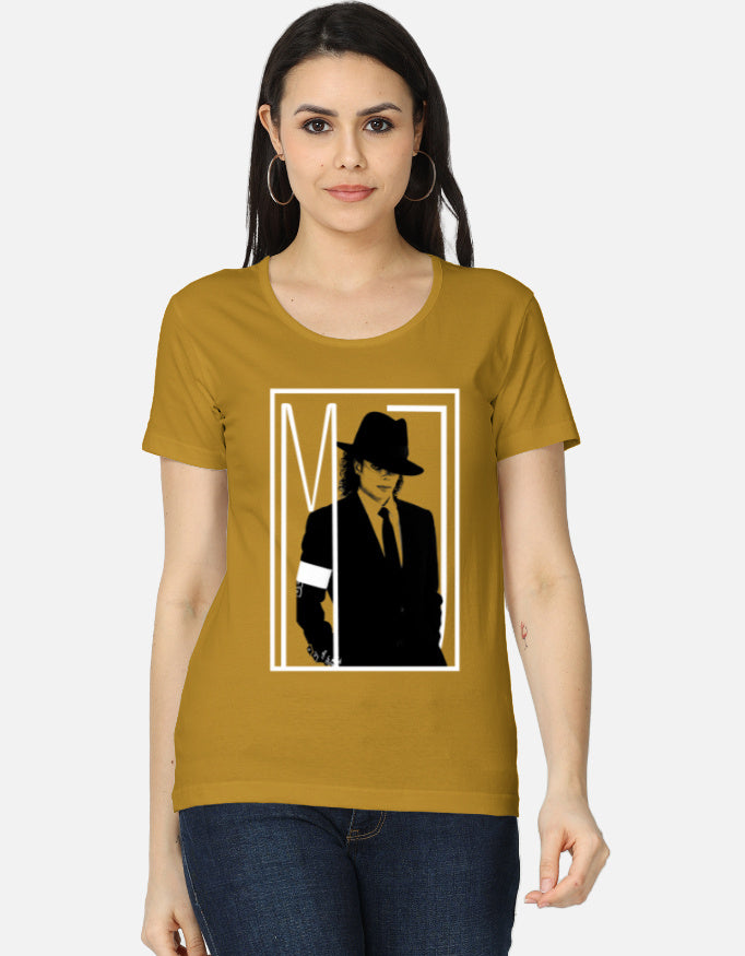 C-Labs Michael Jackson Women's Classic T-Shirt Mustard Yellow Front_1_c_43_bd82e30c-a377-4cf2-a739-dc0ef03afe36