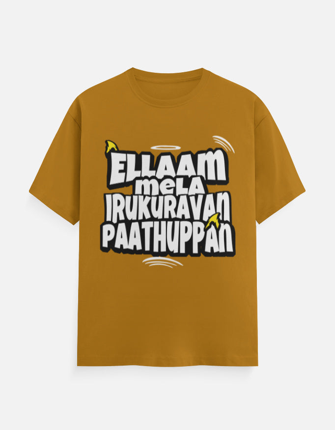 C-Labs Ellaam Mela Irukuravan Paathuppan Classic Crew T-Shirt Mustard Yellow Front_1_c_43_d1eb304d-07b5-44d0-90c1-fc7a15866edd