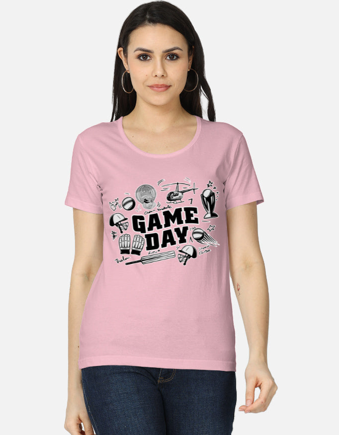 C-Labs Game Day CSK Theme Women's Classic T-Shirt Light Baby Pink Front_1_c_45_15bda44c-449a-4d18-ae24-0d0202214c89