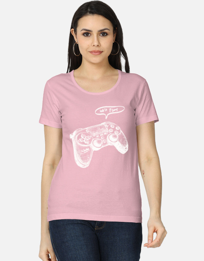 C-Labs Let's Play Women's Classic T-Shirt Light Baby Pink Front_1_c_45_70870661-871c-4033-b815-a92abbec74f7