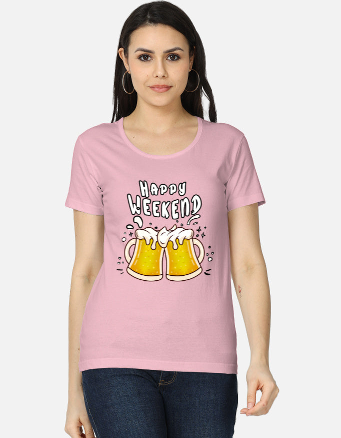 C-Labs Happy Weekend Women's Classic T-Shirt Light Baby Pink Front_1_c_45_9c7c7c34-5d08-4779-b2ae-8a2092951586