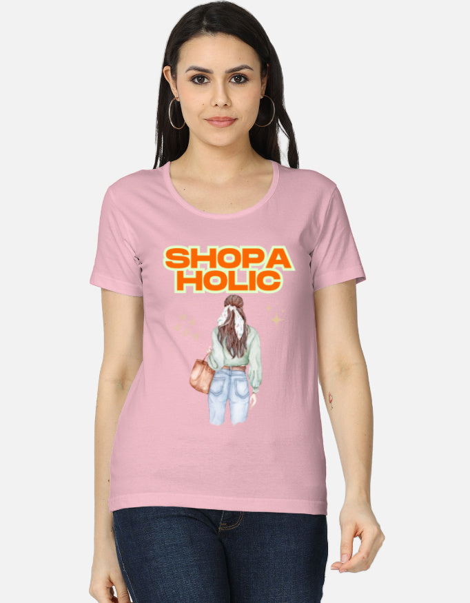 C-Labs Shopaholic Women's Classic T-Shirt Light Baby Pink Front_1_c_45_ca3277b4-a9cf-428a-b691-be96fd06eb2a