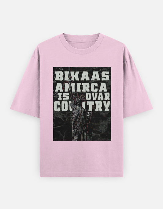 C-Labs Bikaas Amirca Is Ovar Country Oversized Classic T-Shirt Light Baby Pink Front_1_c_45_ca7e8f28-3527-4b47-8683-067da58736ed