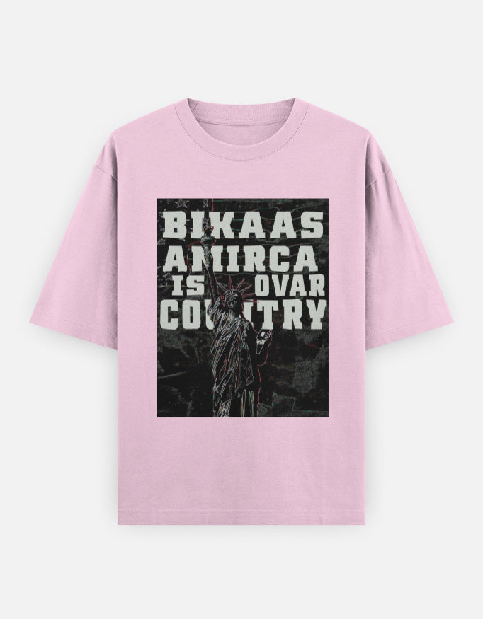 C-Labs Bikaas Amirca Is Ovar Country Oversized Classic T-Shirt Light Baby Pink Front_1_c_45_ca7e8f28-3527-4b47-8683-067da58736ed