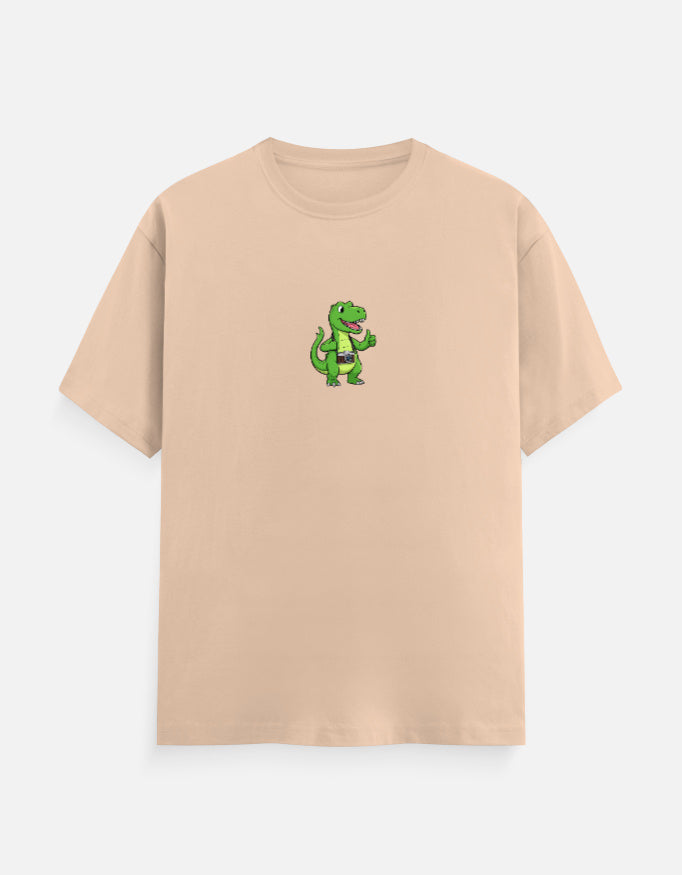 C-Labs Photographer Dinosaur Classic Crew T-Shirt Peach Front_1_c_48_2060b963-81ec-47c2-9f3a-f20401e14429
