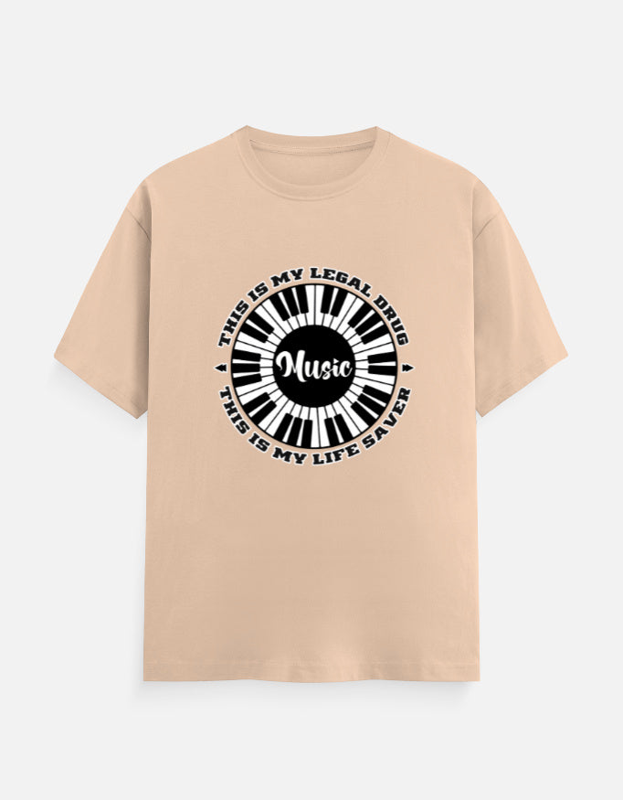 C-Labs Music Is My Drug Classic Crew T-Shirt Peach Front_1_c_48_edaf118f-b3c4-4095-9039-46050aa6385e