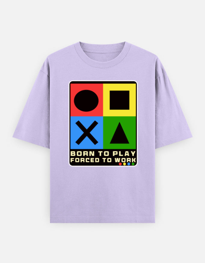 C-Labs Born to Play. Forced to Work. Oversized Classic T-Shirt Lavender Front_1_c_49_31cf86c1-5f63-4c18-9eae-c02c3ae893a5