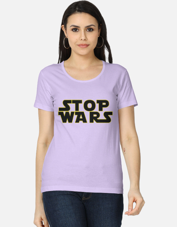 C-Labs Stop Wars Women's Classic T-Shirt Lavender Front_1_c_49_58f5a7cb-1e3d-4f87-8cf7-91d95ff5646a