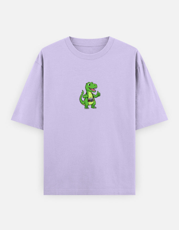 C-Labs Photographer Dinosaur Oversized Classic T-Shirt Lavender Front_1_c_49_bd251cf8-42f5-4e43-bc21-e7b6bab8a3df