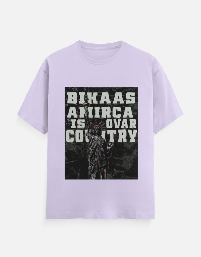 C-Labs Bikaas Amirca Is Ovar Country Classic Crew T-Shirt Lavender Front_1_c_49_f00e299c-814b-442a-a959-7628e3114748