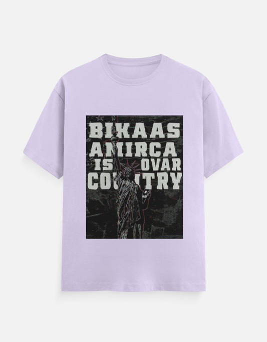 C-Labs Bikaas Amirca Is Ovar Country Classic Crew T-Shirt Lavender Front_1_c_49_f00e299c-814b-442a-a959-7628e3114748