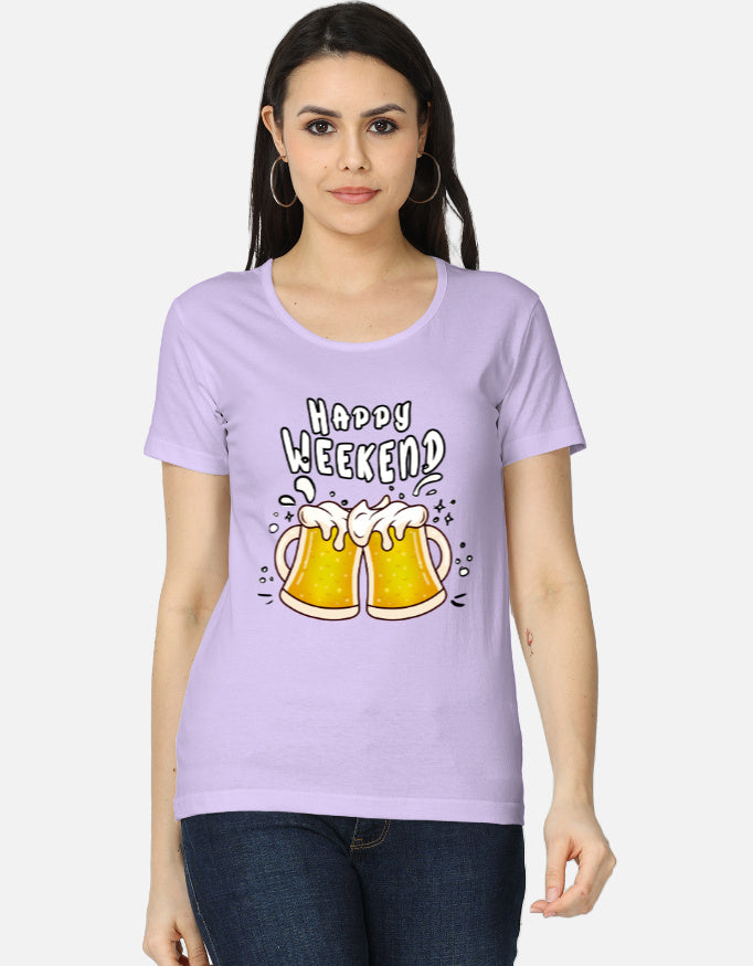 C-Labs Happy Weekend Women's Classic T-Shirt Lavender Front_1_c_49_f72d9e88-3c6c-45b7-aa30-3809c5eee7cc