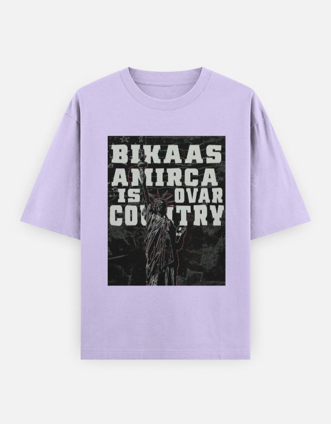C-Labs Bikaas Amirca Is Ovar Country Oversized Classic T-Shirt Lavender Front_1_c_49_fa39dc12-683e-462c-a1a5-9a98ee1f3b8c