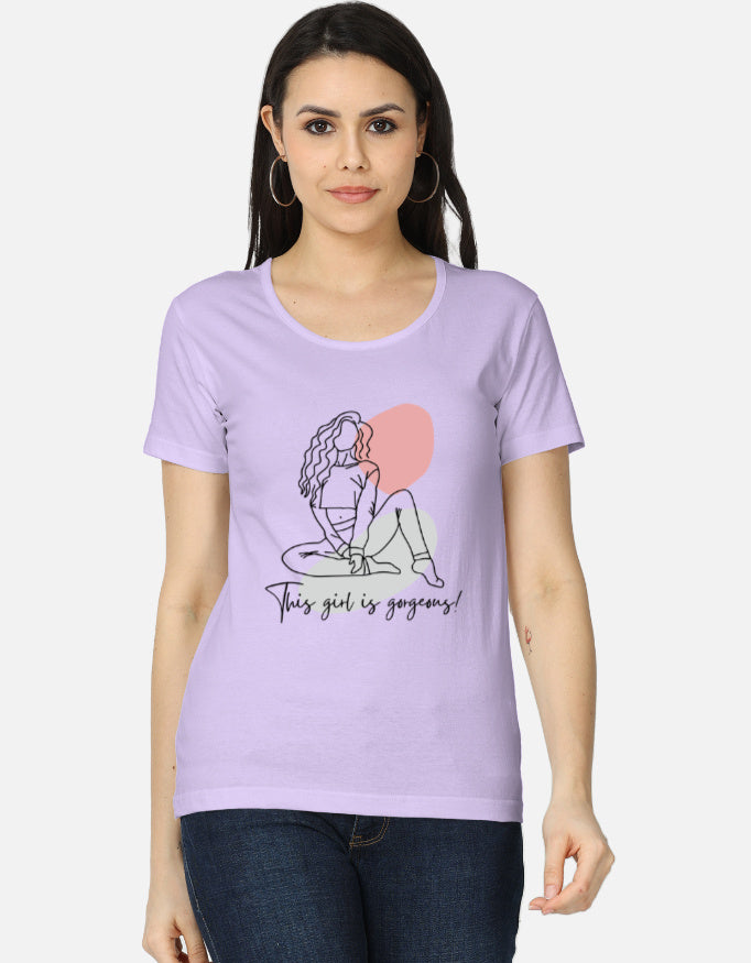 C-Labs This Girl Is Gorgeous Women's Classic T-Shirt Lavender Front_1_c_49_fc639b51-eae3-4c7d-a440-db20fbdbb9c3