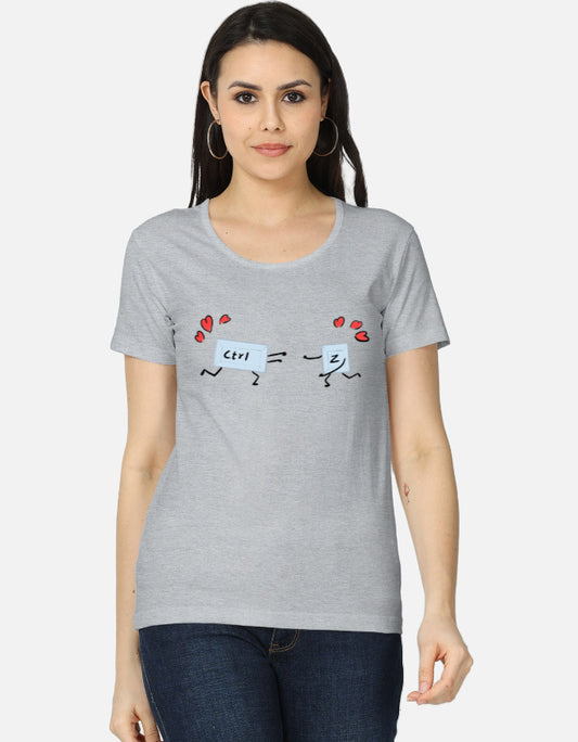 C-Labs Ctrl+Z Women's Classic T-Shirt Grey Melange Front_1_c_4_0535e085-6d19-4e28-b368-972985a96de4