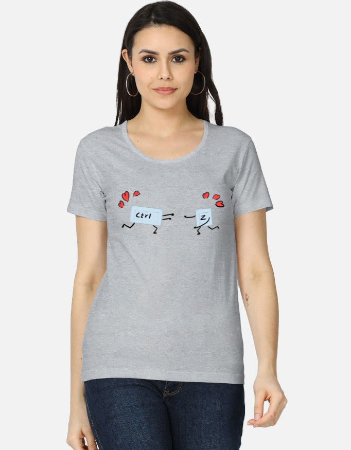 C-Labs Ctrl+Z Women's Classic T-Shirt Grey Melange Front_1_c_4_0535e085-6d19-4e28-b368-972985a96de4