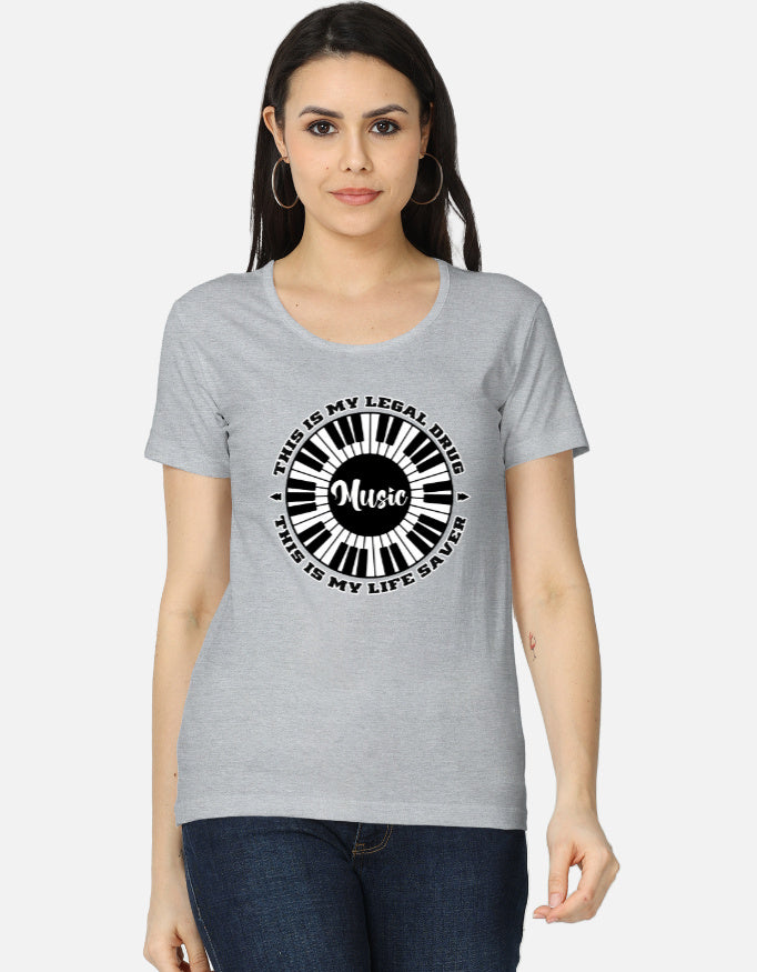 C-Labs Music Is My Drug Women's Classic T-Shirt Grey Melange Front_1_c_4_0e8db662-733d-4881-9c75-ab0994546f7c