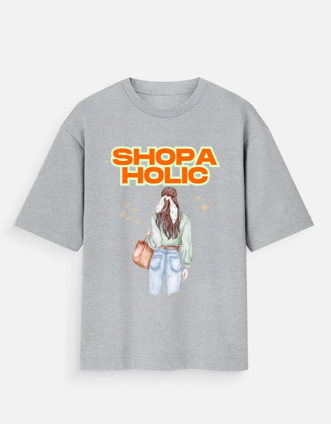 C-Labs Shopaholic Oversized Classic T-Shirt Grey Melange Front_1_c_4_0f69311e-8876-44f0-9141-451200c9371c