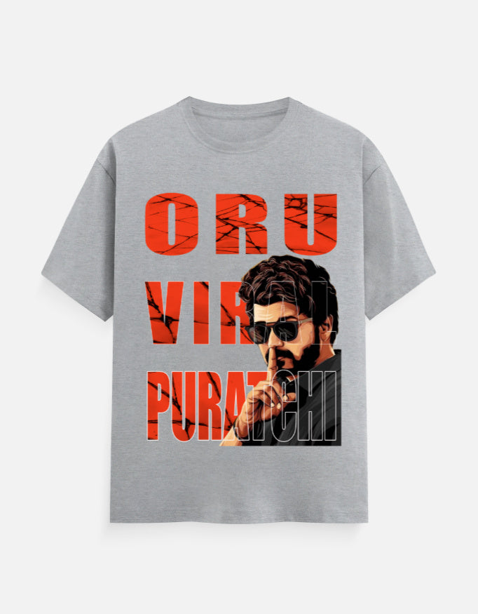 C-Labs Oru Viral Puratchi Classic Crew T-Shirt Grey Melange Front_1_c_4_12783ea8-0a3d-4720-a332-d8034cafeaaf