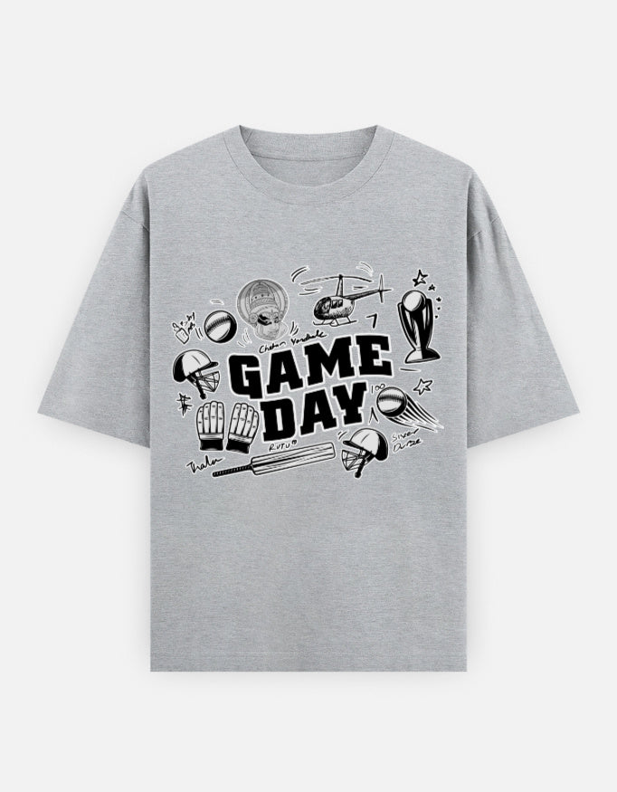 C-Labs Game Day CSK theme Oversized Classic T-Shirt Grey Melange Front_1_c_4_2395662d-59c4-48ec-be52-4df202507780