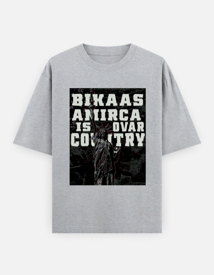 C-Labs Bikaas Amirca Is Ovar Country Oversized Classic T-Shirt Grey Melange Front_1_c_4_23c074e2-9180-4819-b1e7-a3d2a50eb746