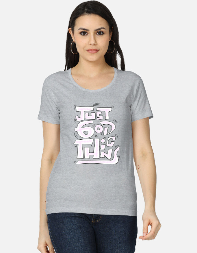 C-Labs Just God Things Women's Classic T-Shirt Grey Melange Front_1_c_4_2ab8456f-80e0-4623-8c11-b1c091a2e5b3
