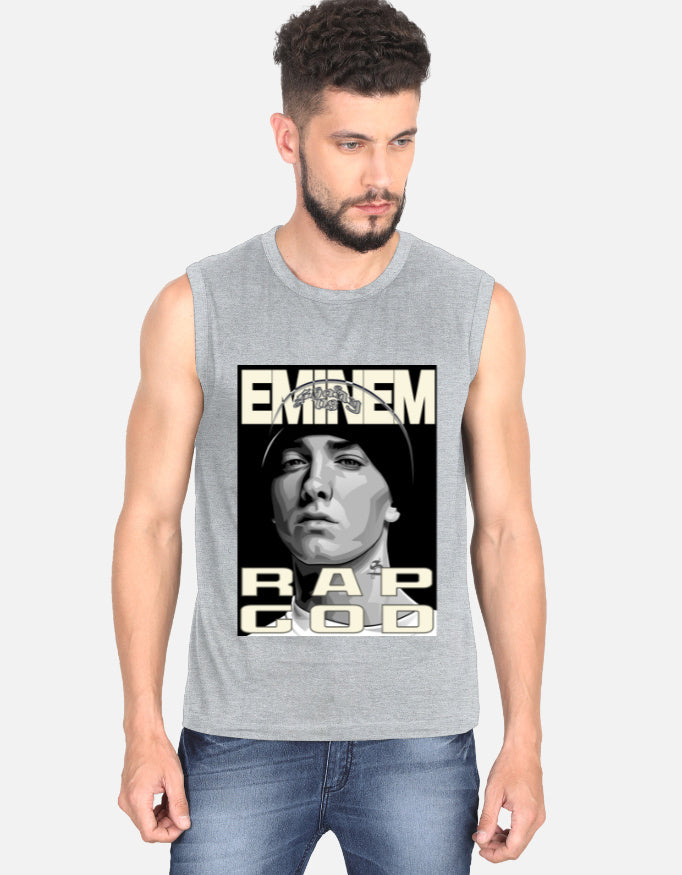 C-Labs Rap God Sleeveless T-Shirt Grey Melange Front_1_c_4_6ac377be-51db-4174-9adc-b912c0154bc0