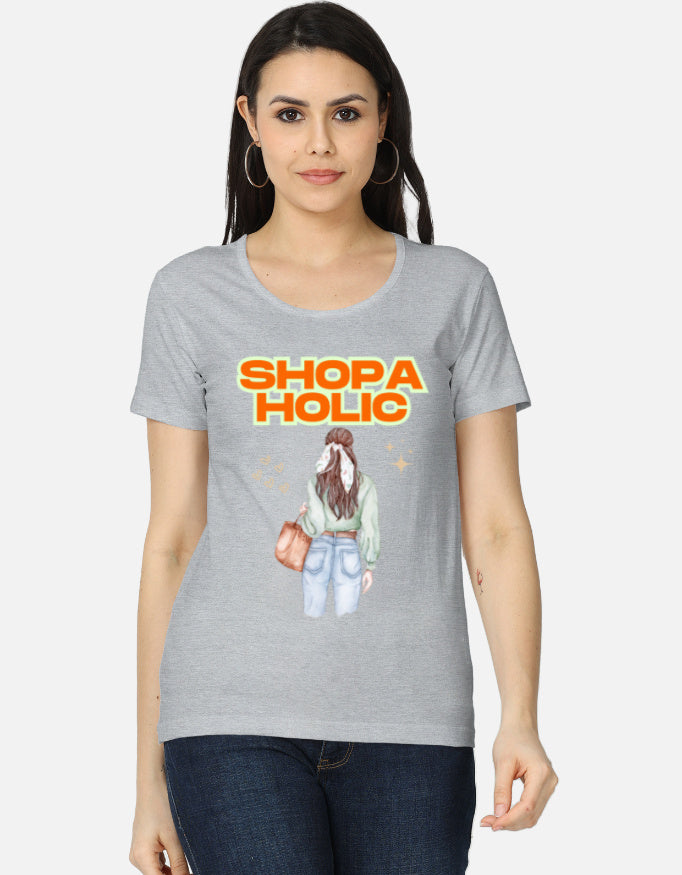 C-Labs Shopaholic Women's Classic T-Shirt Grey Melange Front_1_c_4_71467efc-1a37-4570-8ba1-d2f2d9c9970b