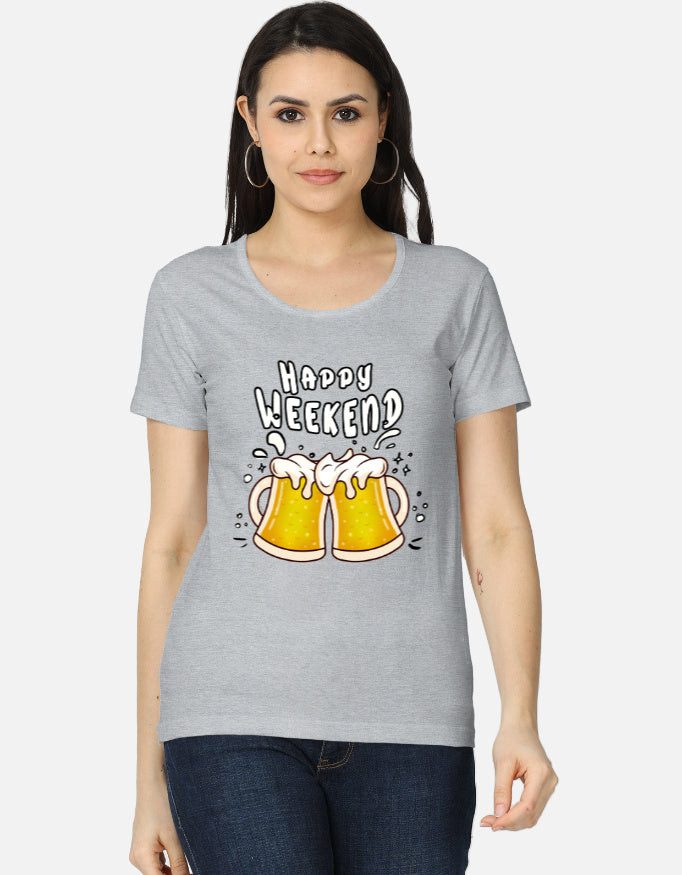 C-Labs Happy Weekend Women's Classic T-Shirt Grey Melange Front_1_c_4_92637a35-8f6b-4bb5-8d3d-edbac9d185ca