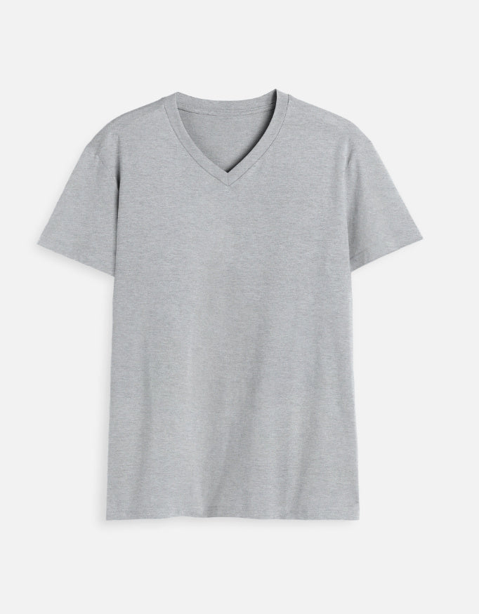 C-Labs C-Standard: V Neck T-Shirt V-Neck T-Shirt Grey Melange Front_1_c_4_951c6b7e-96e3-4543-ad91-0ffc4b6998f5