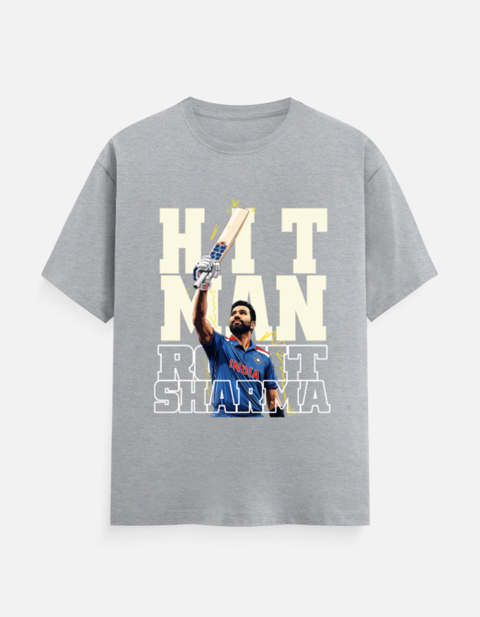 C-Labs Hit Man Rohit Sharma Classic Crew T-Shirt Grey Melange Front_1_c_4_c3d0cdfb-0043-4ba9-97c3-a1225c43af64