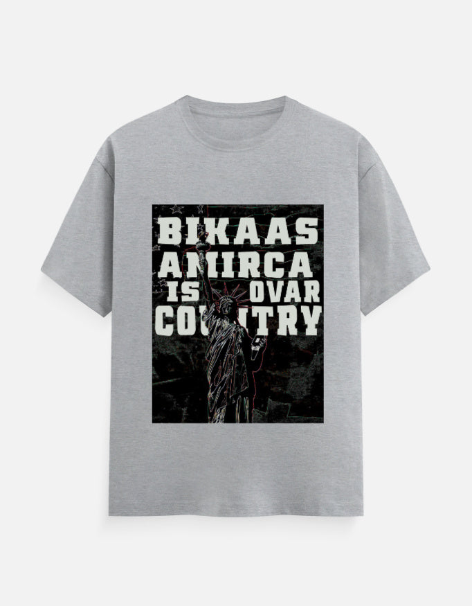 C-Labs Bikaas Amirca Is Ovar Country Classic Crew T-Shirt Grey Melange Front_1_c_4_c95586f0-6c41-40e6-9607-57fe05246637