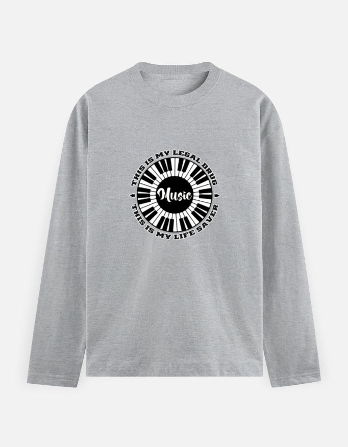 C-Labs Music Is My Drug Full Sleeve T-Shirt Grey Melange Front_1_c_4_d1e1dc89-ccb9-4e9e-91d0-e7356116d1ce