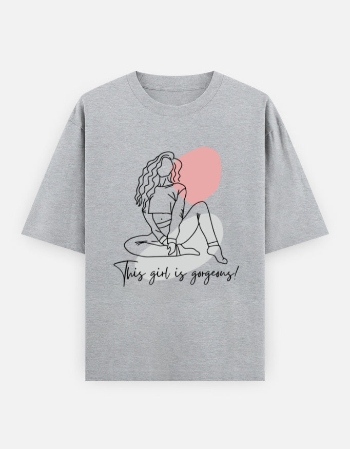 C-Labs This Girl Is Gorgeous Oversized Classic T-Shirt Grey Melange Front_1_c_4_f1f320b3-2aa1-404e-98a9-3599900688b7