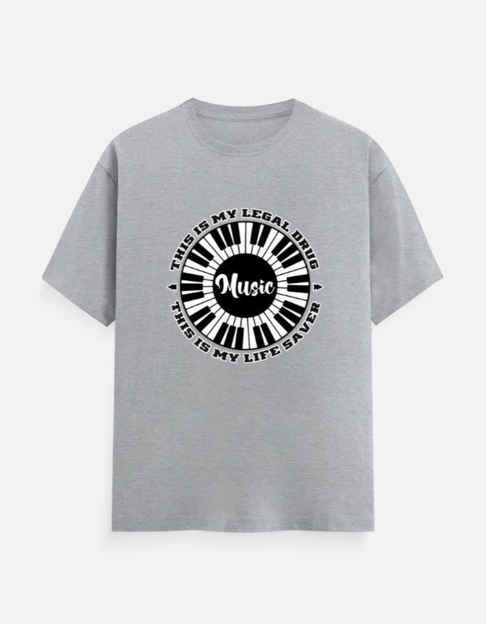 C-Labs Music Is My Drug Classic Crew T-Shirt Grey Melange Front_1_c_4_f454f0fb-ef60-4965-ae5d-d221f2071863