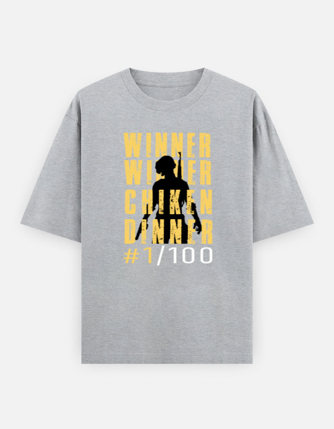 C-Labs WINNER WINNER CHICKEN DINNER Oversized Classic T-Shirt Grey Melange Front_1_c_4_f998de48-3517-459b-b178-eea5ed0ddc37