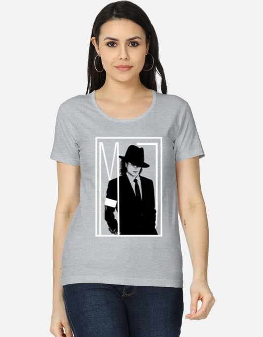 C-Labs Michael Jackson Women's Classic T-Shirt Grey Melange Front_1_c_4_fc9f878a-70f9-40fb-82fc-76a417504aee