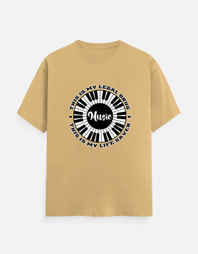 C-Labs Music Is My Drug Classic Crew T-Shirt Beige Front_1_c_51_21b5f10f-76c5-4dd2-95f9-f519cfa1de42