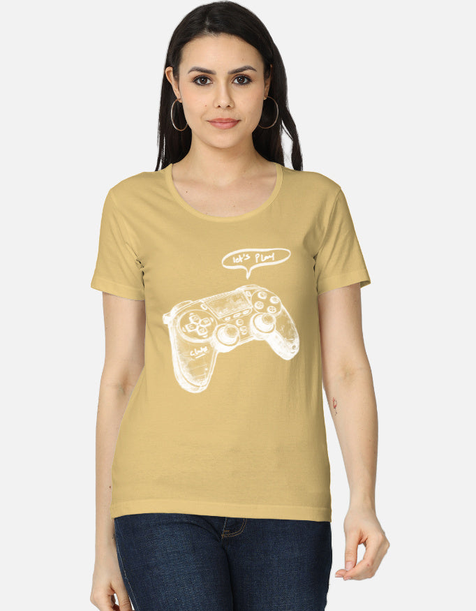 C-Labs Let's Play Women's Classic T-Shirt Beige Front_1_c_51_390b191a-0bf4-4f1d-8143-7da7e4ca1204