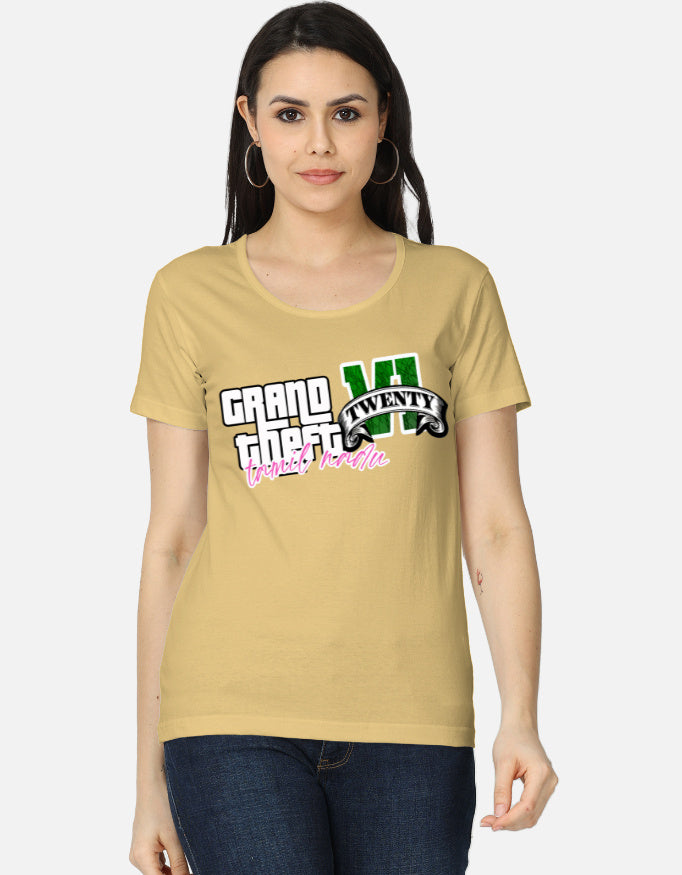 C-Labs Grand Theft Auto: Tamil Nadu Edition Women's Classic T-Shirt Beige Front_1_c_51_3b44ae12-1b5b-46cd-826e-d54db124920a
