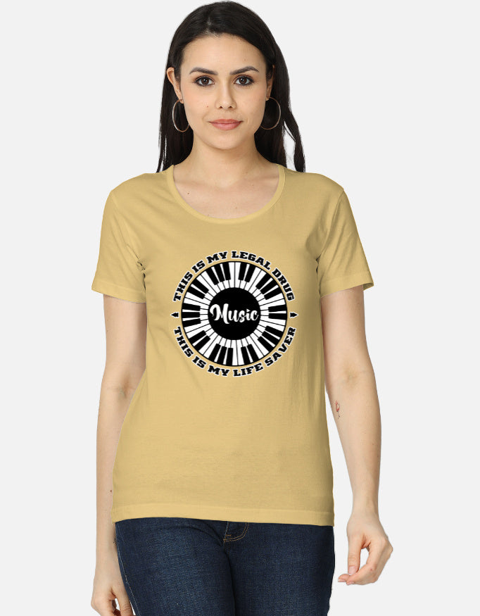 C-Labs Music Is My Drug Women's Classic T-Shirt Beige Front_1_c_51_4a0625b2-b0d0-4736-a1f5-5315981f27d2