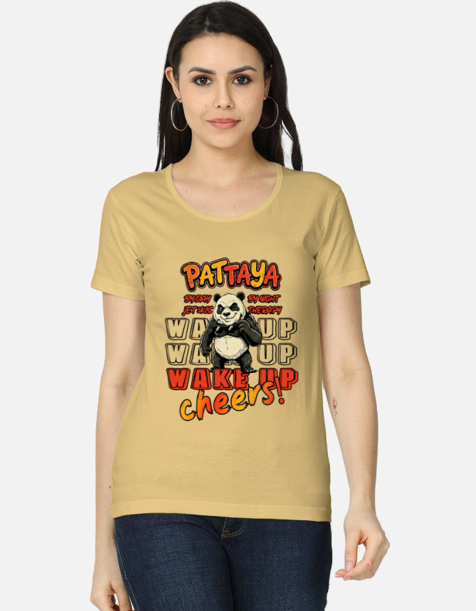 C-Labs Pattaya Wake Up Women's Classic T-Shirt Beige Front_1_c_51_71a54440-e393-467d-8134-263100d40e21