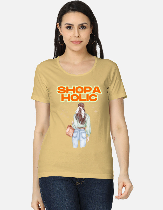 C-Labs Shopaholic Women's Classic T-Shirt Beige Front_1_c_51_72d64358-805d-4ec9-a251-540364aa7ae9