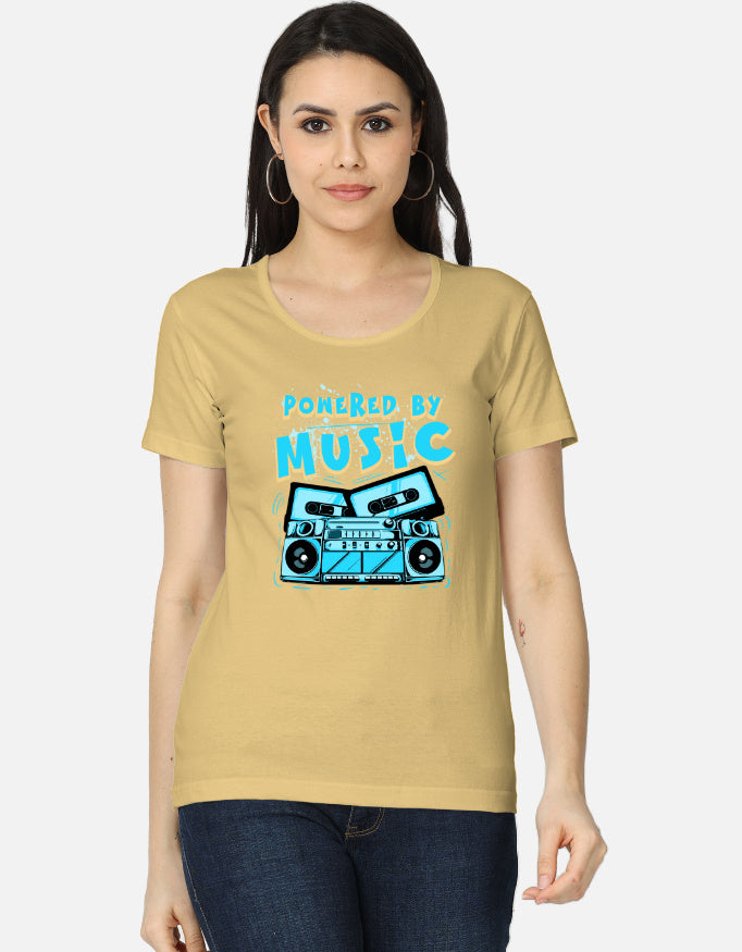 C-Labs Powered By Music Women's Classic T-Shirt Beige Front_1_c_51_77091bea-9ee9-4d91-a8a5-d1d9d1f20fbd