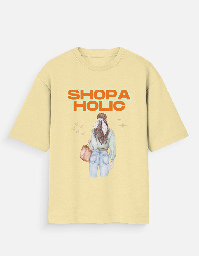 C-Labs Shopaholic Oversized Classic T-Shirt Beige Front_1_c_51_afbecf68-096c-4694-a709-d315b0e14c6b